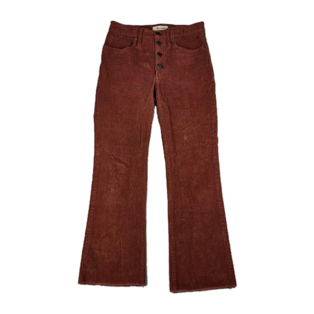 Madewell Jeans Womens Size‎ 26 Cali Demi-Boot Cordoroy Button Front Edition Red